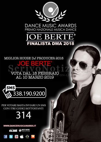 Milazzo - Monforte Marina (ME) - Joe Bertè finalista al Dance Music Awards 2018